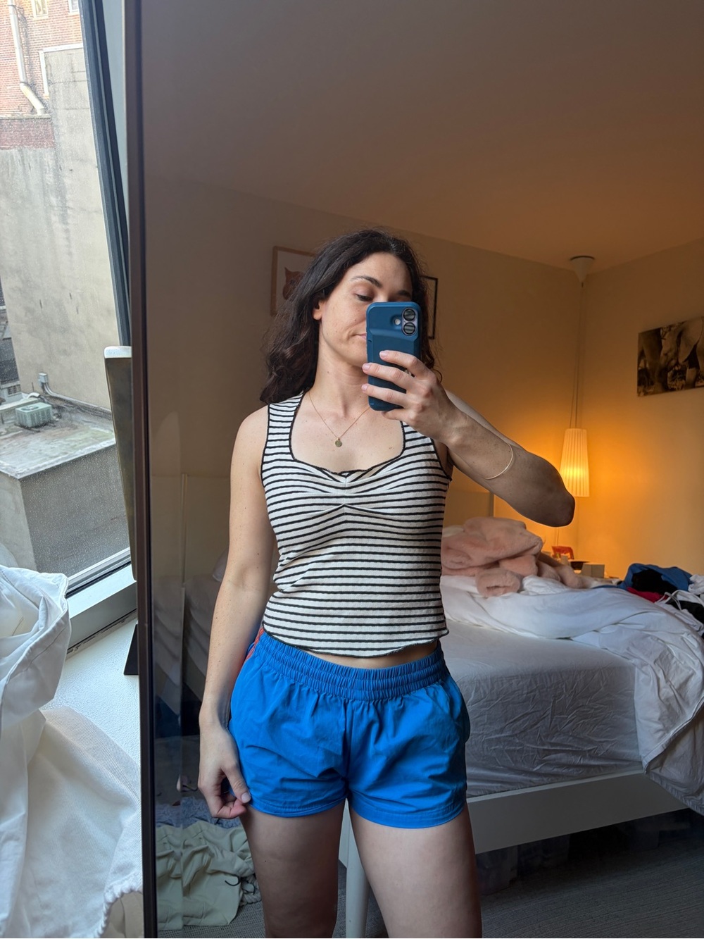 Striped Scoop-Neck Tank Top in Cream and Black